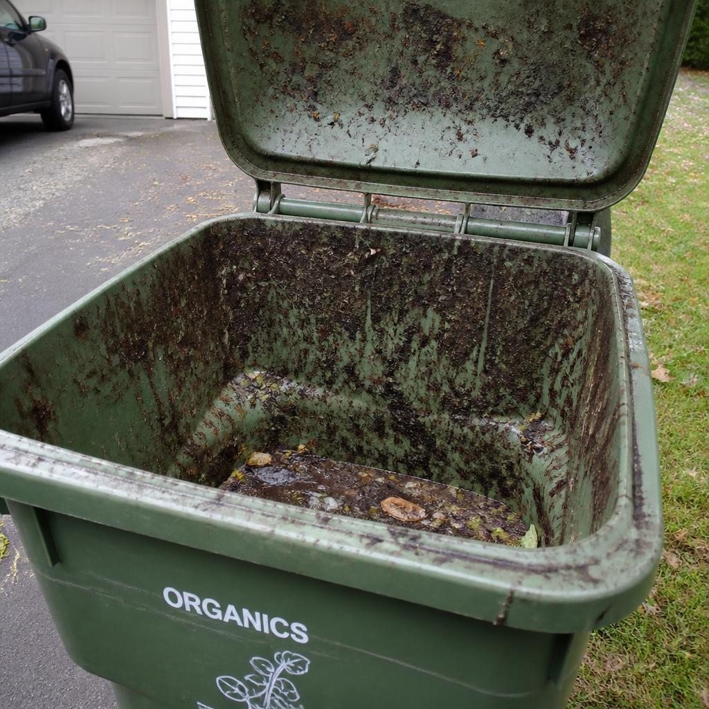 Bin Cleaning · Organics bin deep clean - Before